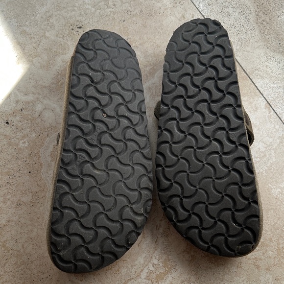 Birkenstock Taupe Suede Mules with Buckle - Picture 3 of 7